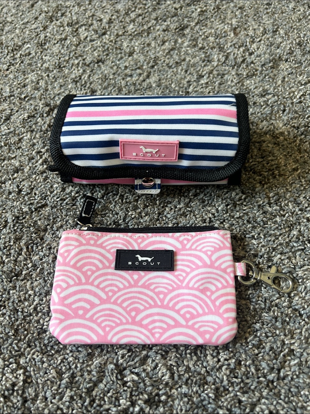 Scout Navy, White & Pink Striped Wallet with Pink Patterned Pouch